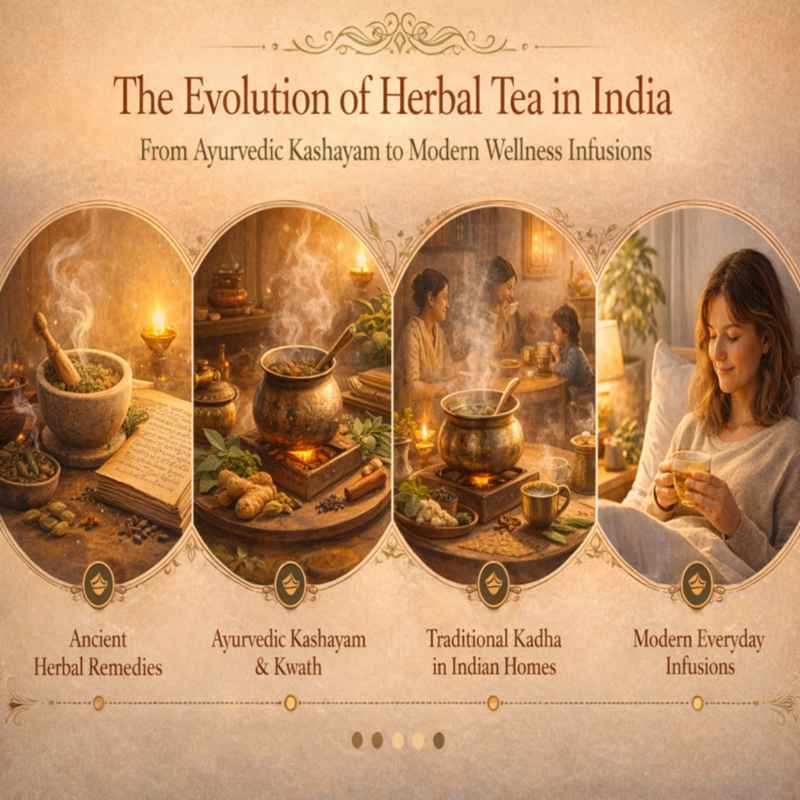 Evolution of herbal tea in India from Ayurvedic kashayam to modern wellness infusions